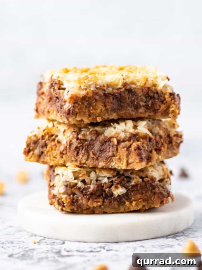 Magic Bars 3 stack of three 7 layer bars