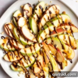 Overhead view of apple nachos, a vibrant and delicious fall treat.