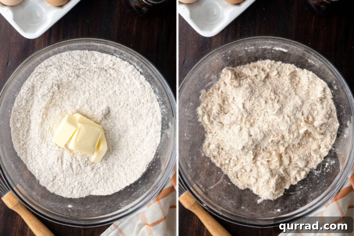 Dry ingredients for pumpkin scones: flour, brown sugar, pumpkin pie spice, baking powder, salt