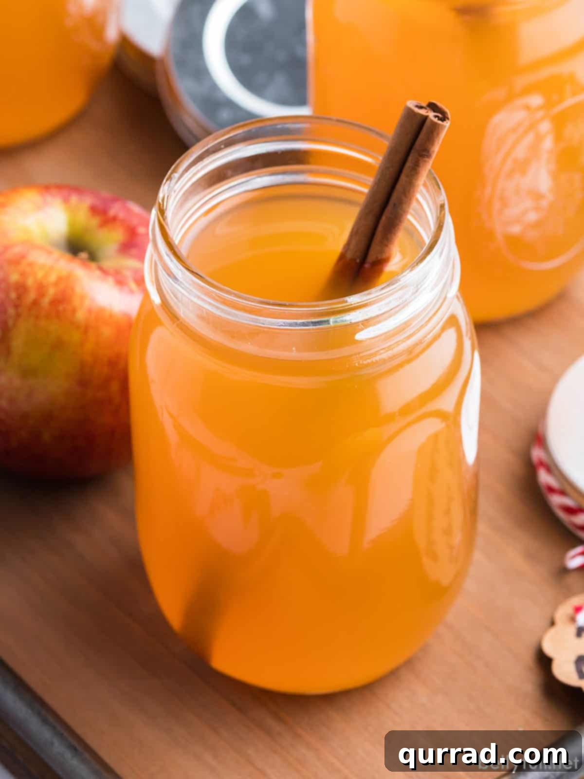 A mason jar of apple pie moonshine