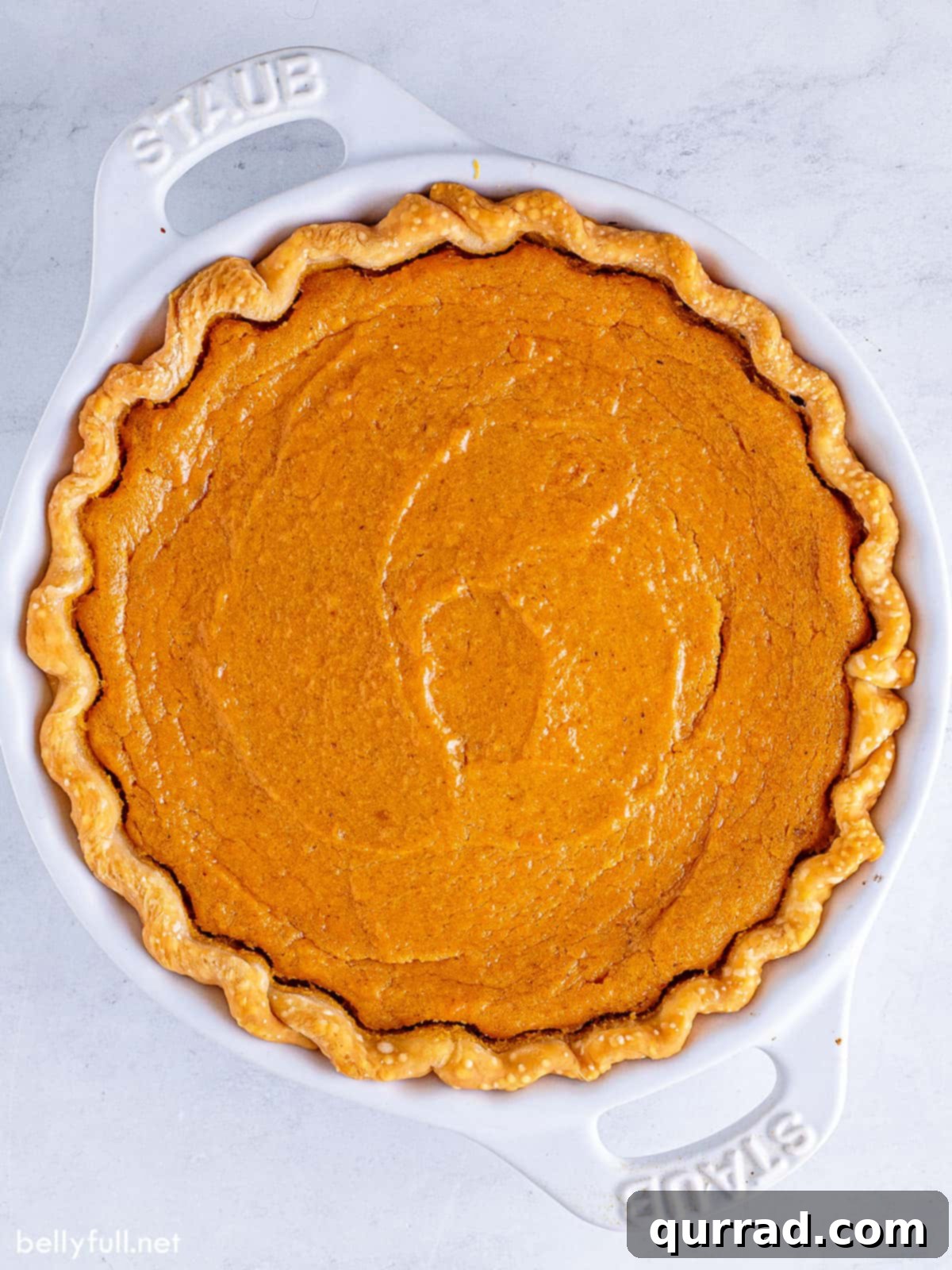Overhead view of a homemade sweet potato pie