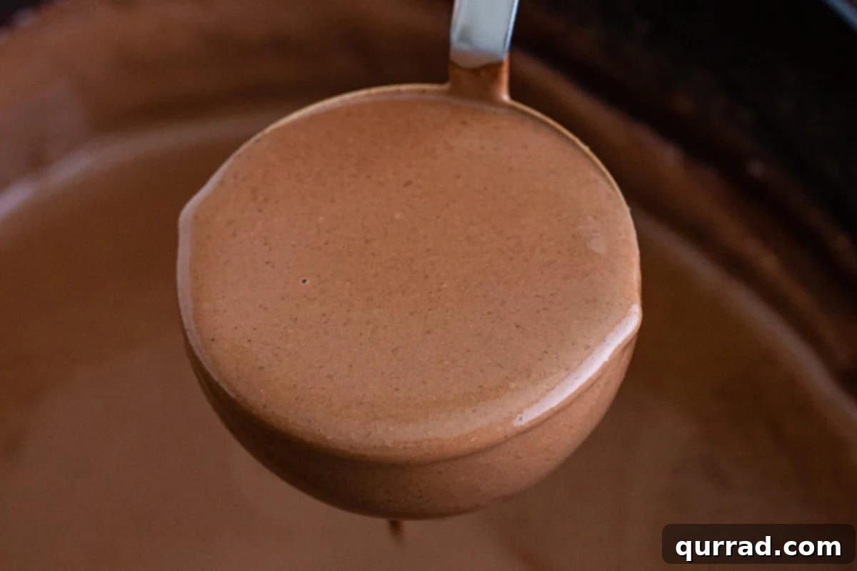 Dreamy Slow Cooker Hot Cocoa 9 Cream Hot Chocolate in ladle