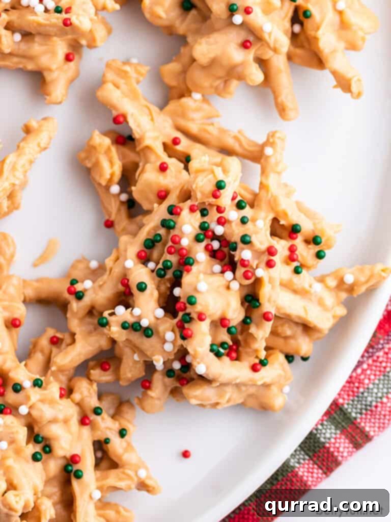 overhead haystack cookies with red and green Nonpareils