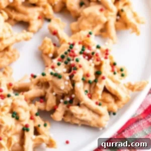 close up haystack cookies with red and green sprinkles