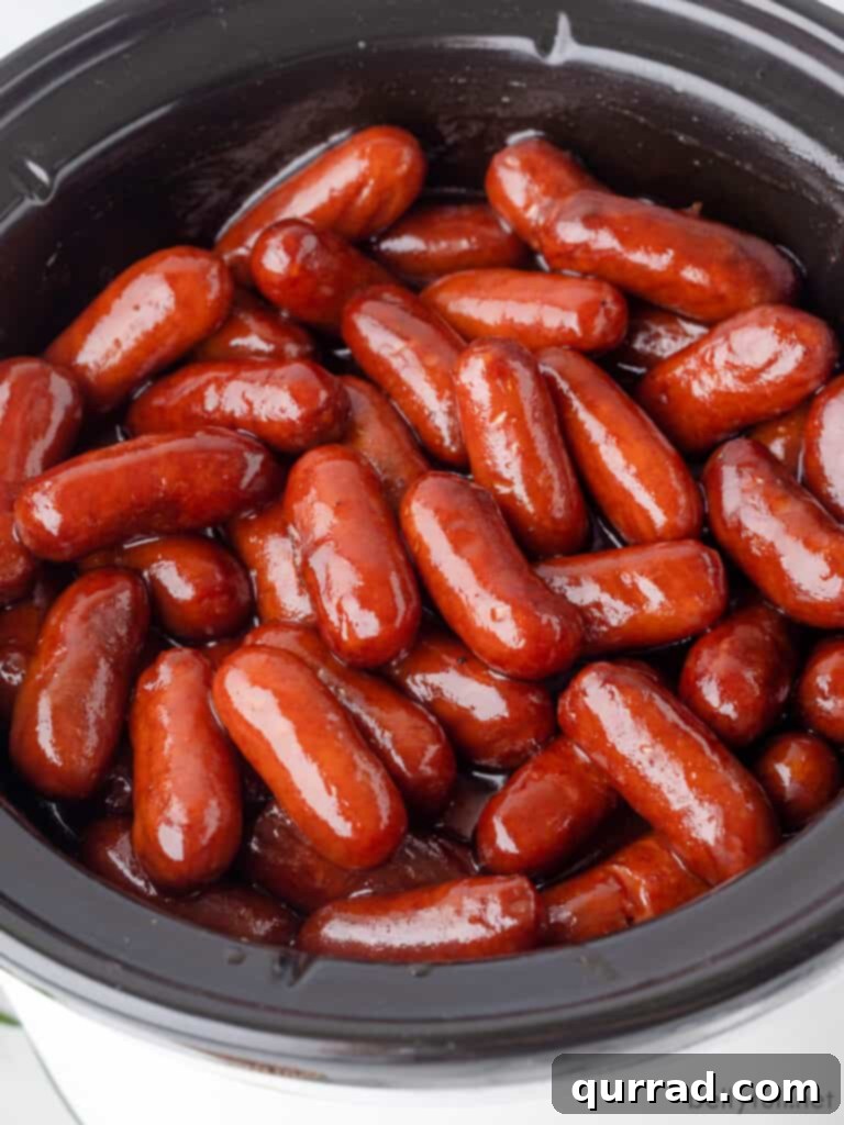 Party-Perfect Little Smokies 2 a crockpot full of little smokies appetizer