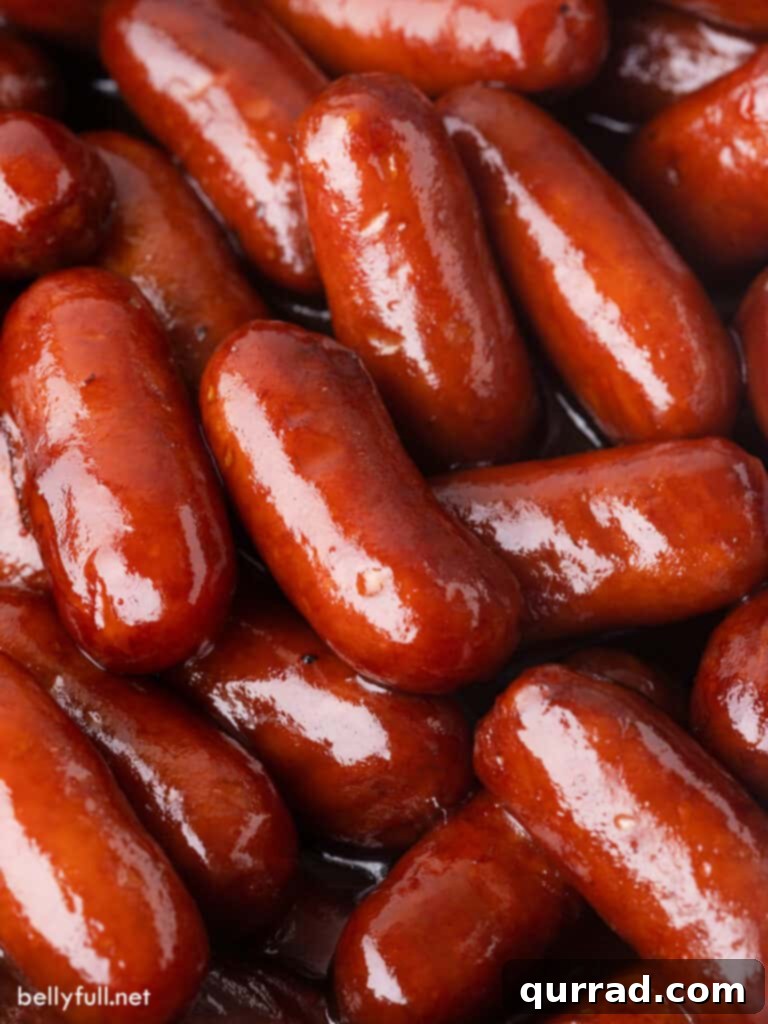 Party-Perfect Little Smokies 3 close up of BBQ cocktail sausages