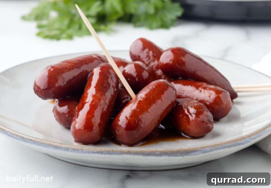 Party-Perfect Little Smokies 4 crockpot little smokies on plate with toothpicks