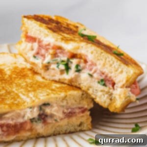 Gourmet Tuna Grilled Cheese 6 A tuna melt cut in half, one half leaning on the other