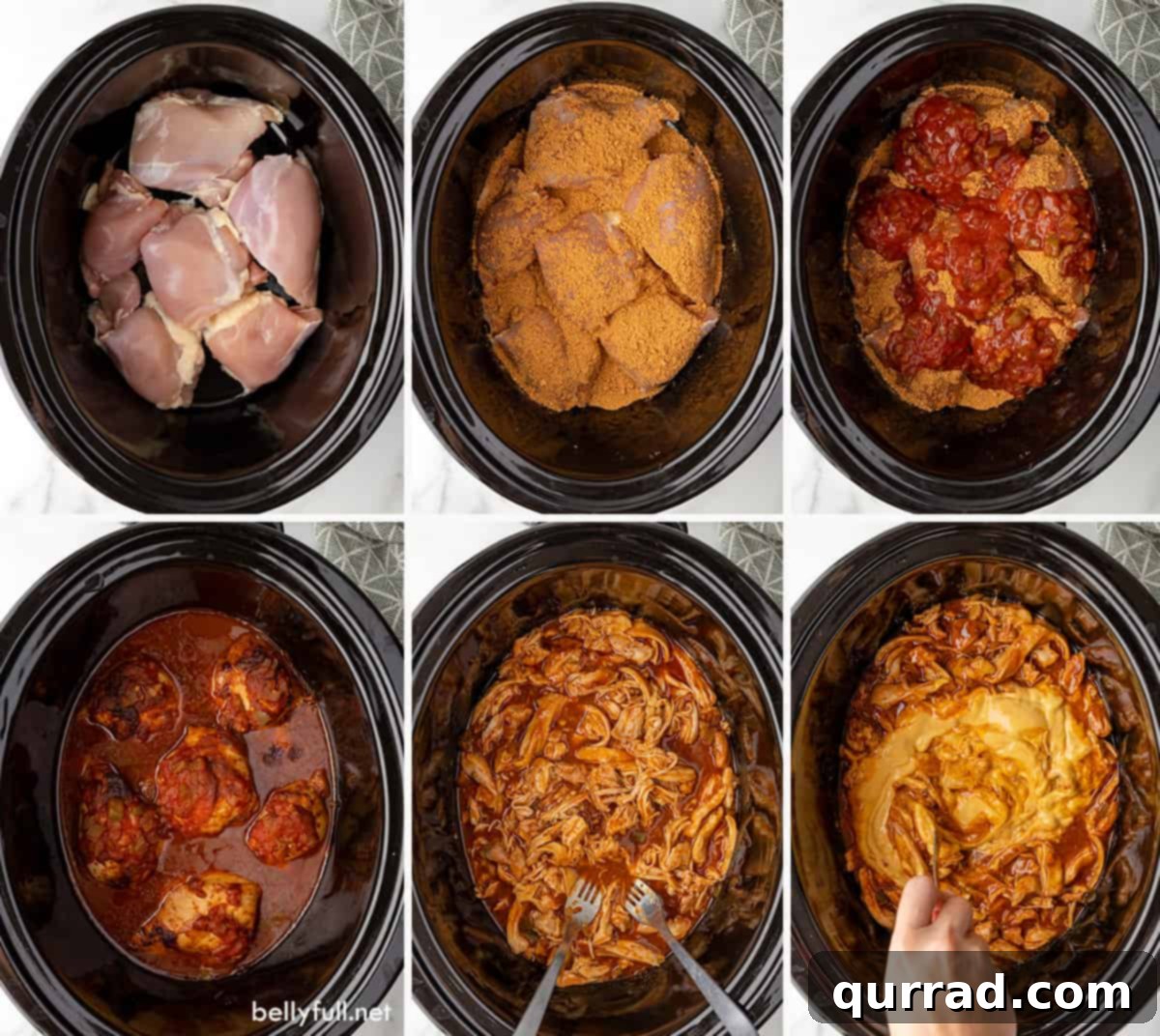 Slow Cooker Cheesy Fiesta Chicken 4 Slow cooker queso chicken process shots