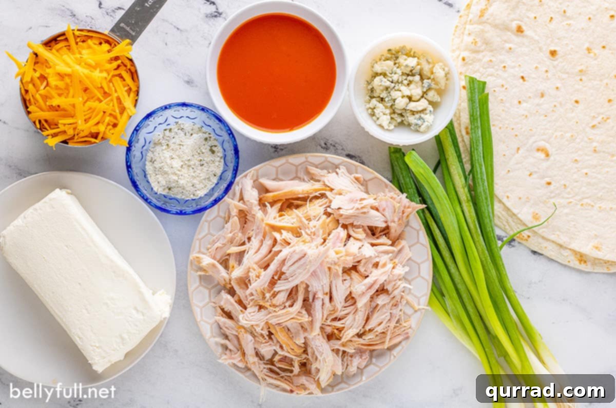 Buffalo chicken pinwheels ingredients