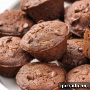 Pile of bite-sized chocolate cakes with zucchini
