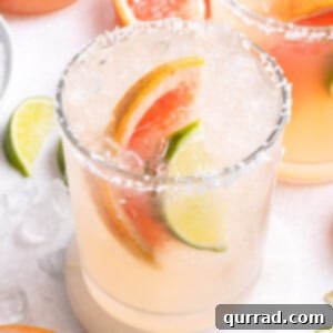 Angled view of a Paloma cocktail