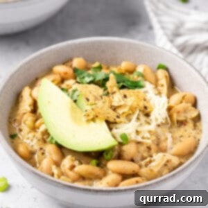 Smoky White Chicken Chili 7 Angled view of white chicken chili