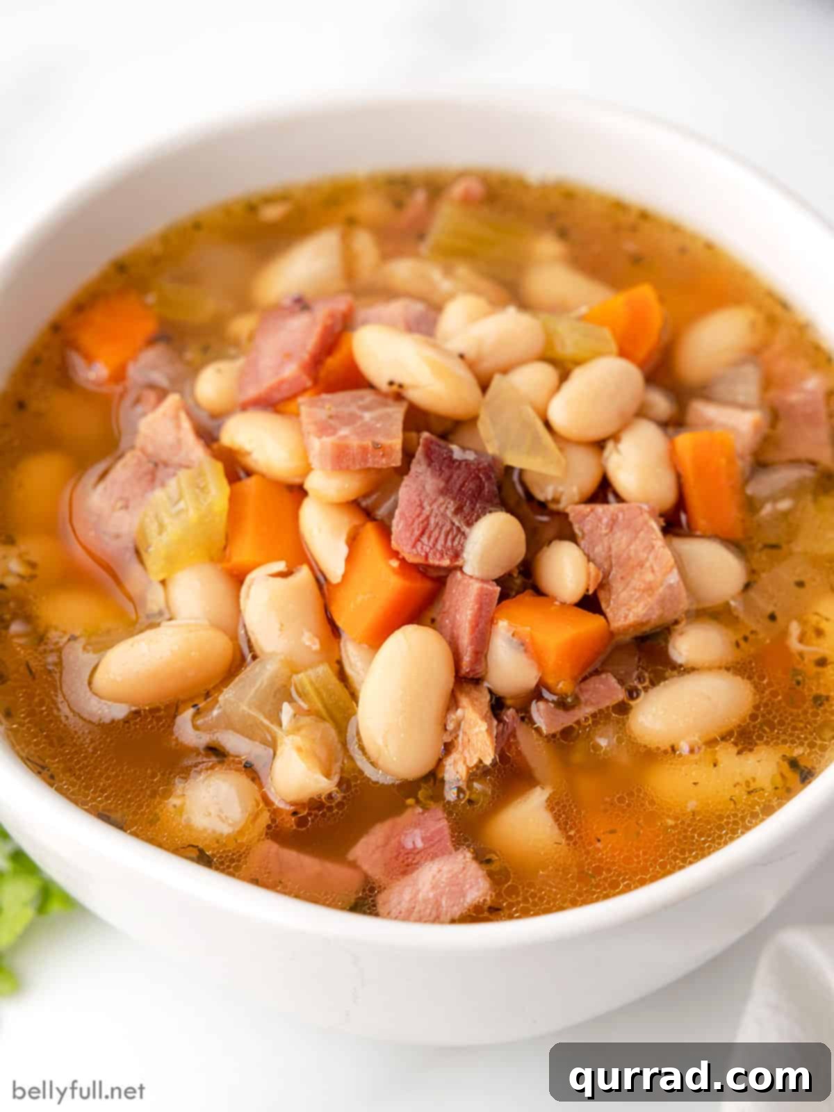 A bowl of easy ham and bean soup