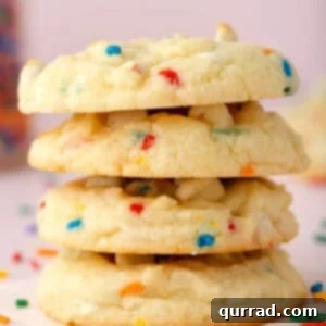 stack of 4 Funfetti Cake Mix Cookies