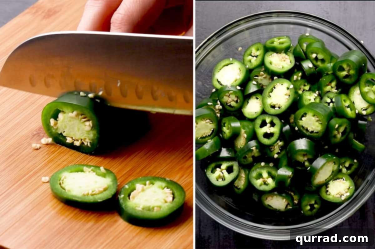 Cowboy Candy 4 Sliced jalapeños neatly arranged in a bowl, ready for cooking.