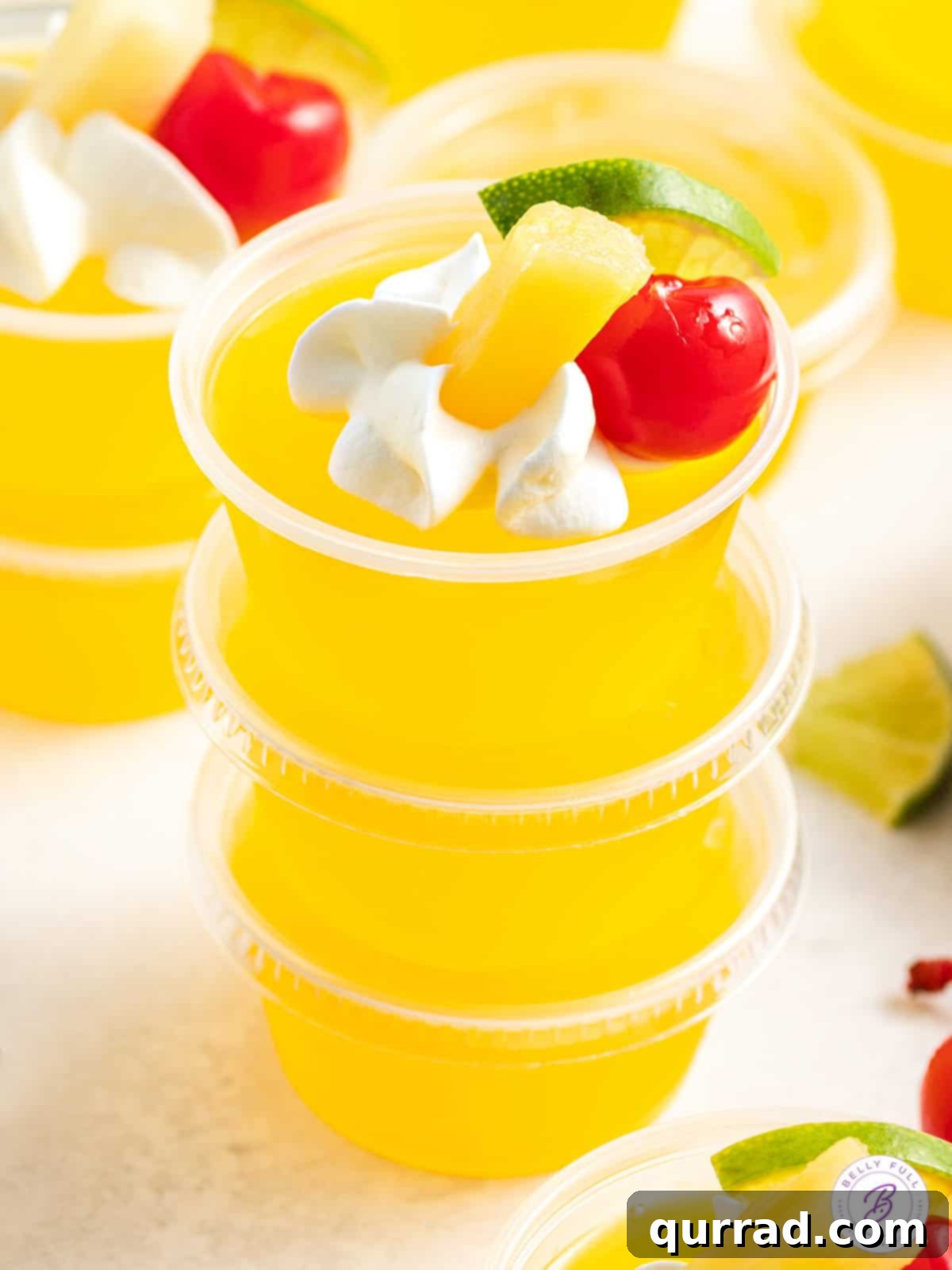 Island Escape Mai Tai Jellies 4 stack of 3 pineapple mai tai jello shots