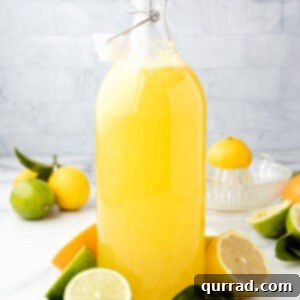 A big bottle of homemade margarita mix