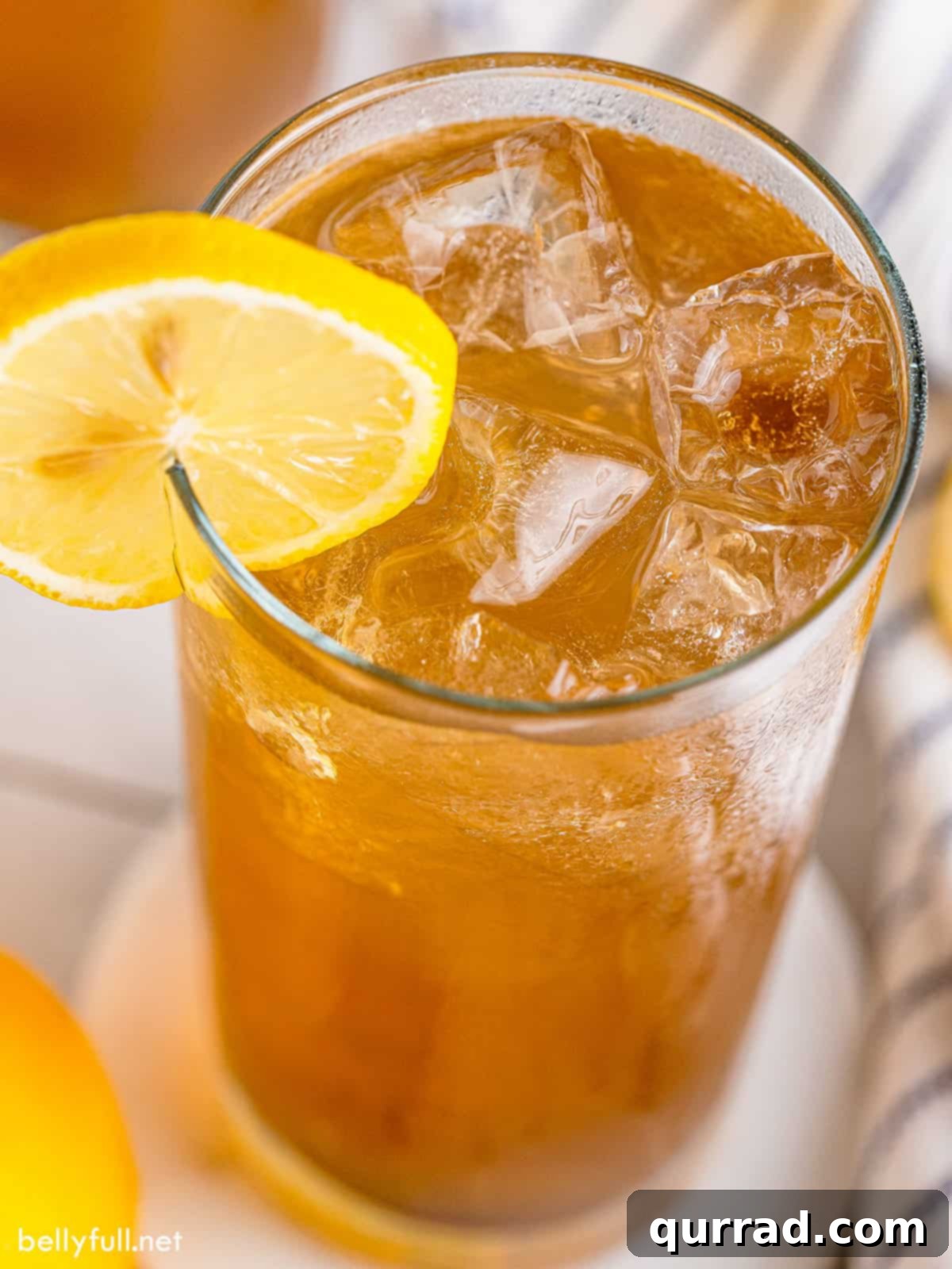 Perfectly crafted Long Island Iced Tea An overhead angled view of a perfectly crafted Long Island Iced Tea, garnished with a lemon slice