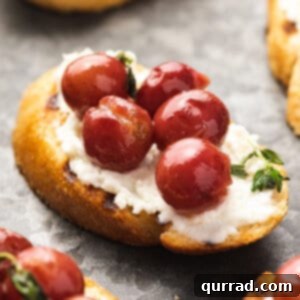 crostini with roasted red grapes and ricotta