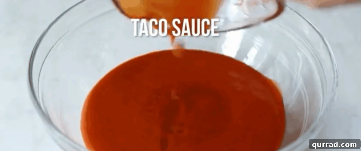 Combining taco and enchilada sauces.