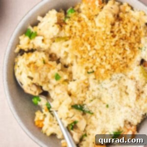 Overhead view of a bowl of instant pot chicken and rice