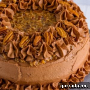 Angled view of a German chocolate cake