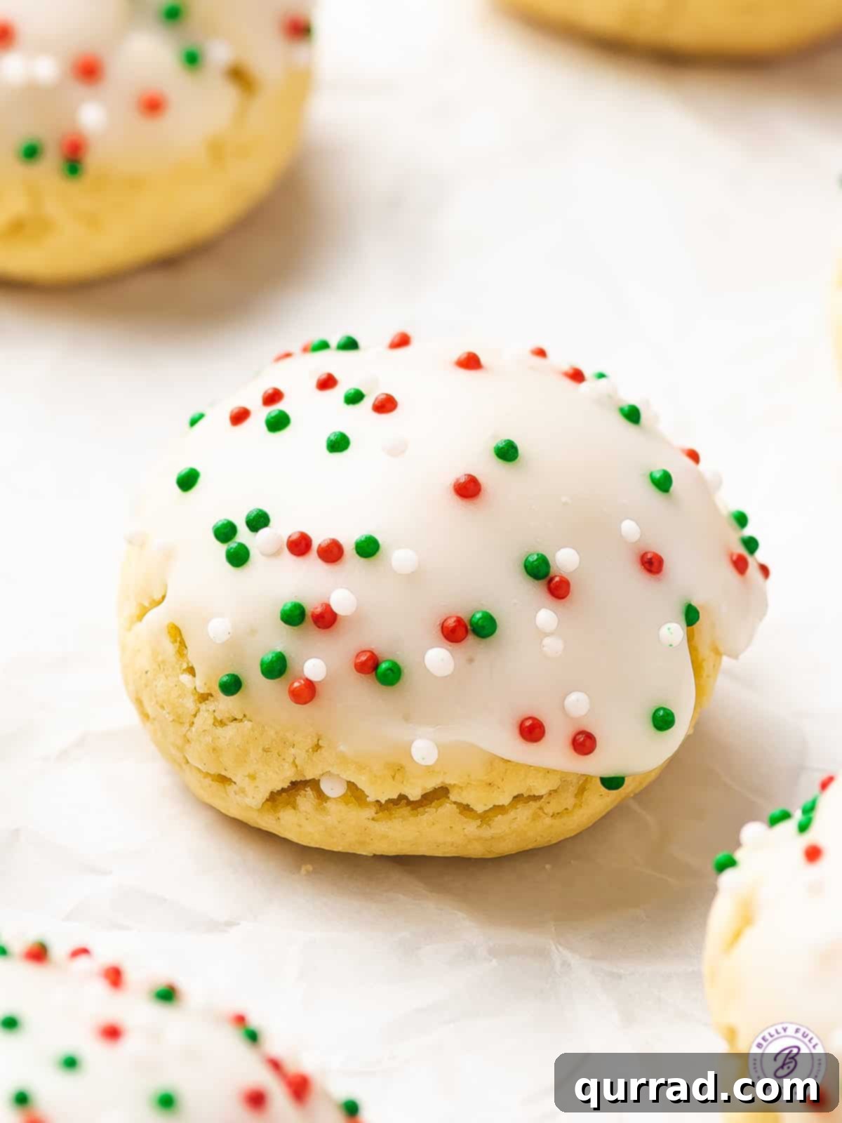 Sweet Italian Christmas Treats 3 Close up Italian Cookies with red and green sprinkles