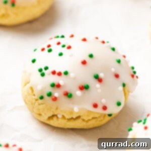 Close up Italian Cookies with red and green sprinkles