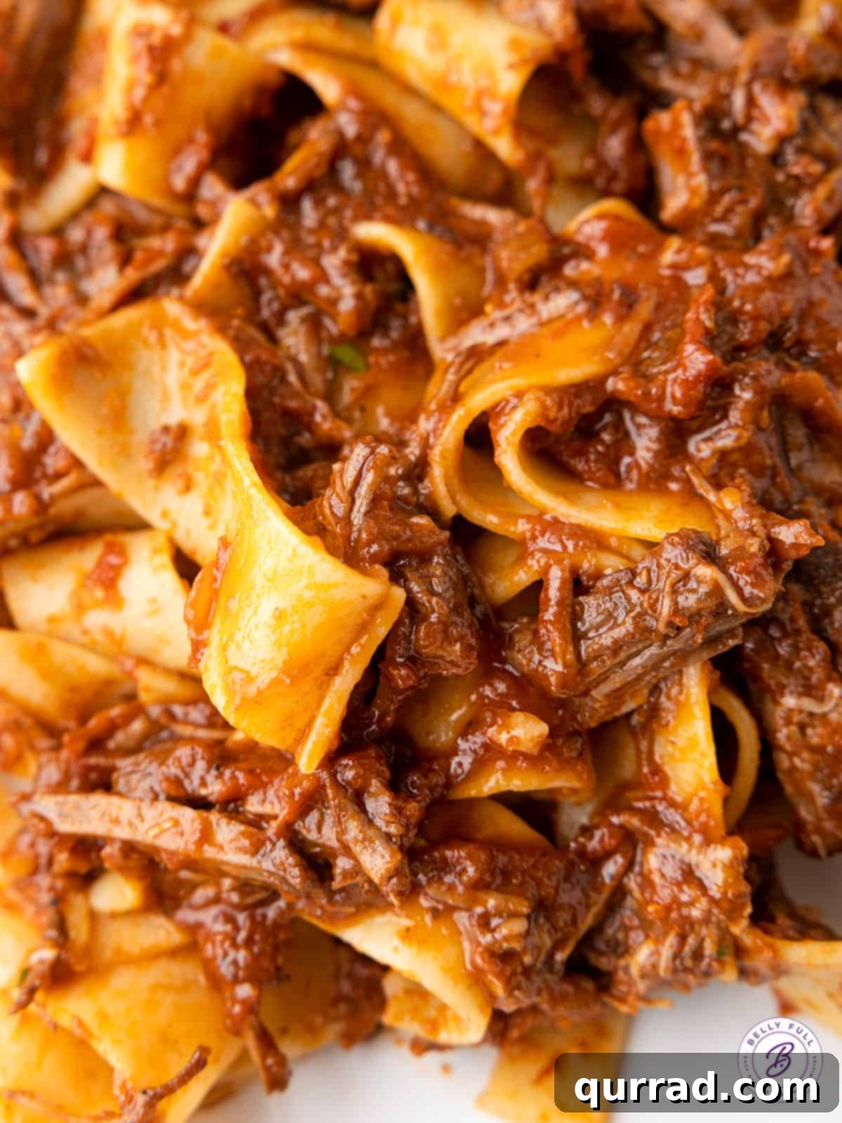 Close up of beef ragu pasta
