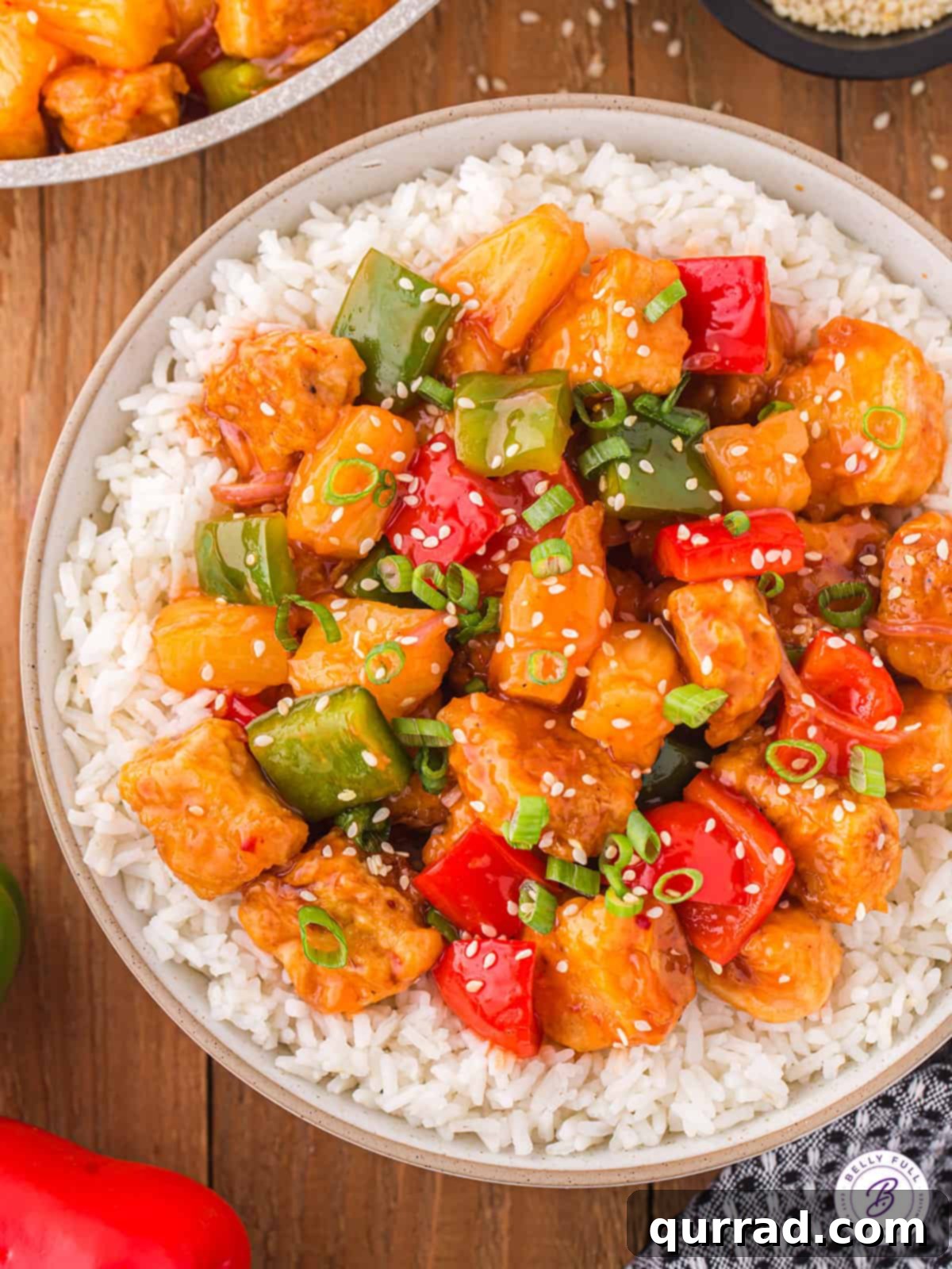 This easy homemade Sweet and Sour Pork recipe is a fantastic substitute for your favorite Chinese restaurant takeout. Sweet, sour, & savory! Sweet and sour pork stir fry over rice