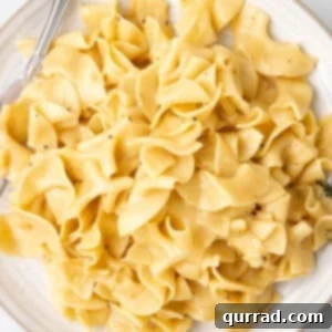 Overhead view of a plate of cafeteria noodles