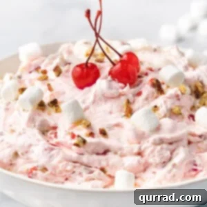 Angled view of a bowl of cherry cheesecake fluff