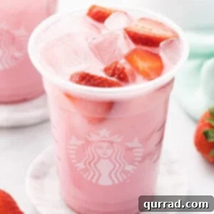 Angled view of a Starbucks pink drink