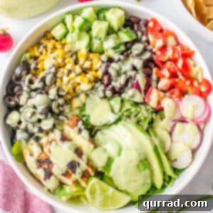 Overhead view of southwest chicken salad