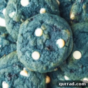 Blueberry Bliss Cheesecake Cookies 5 overhead pile of blueberry cookies studded with white chocolate chips
