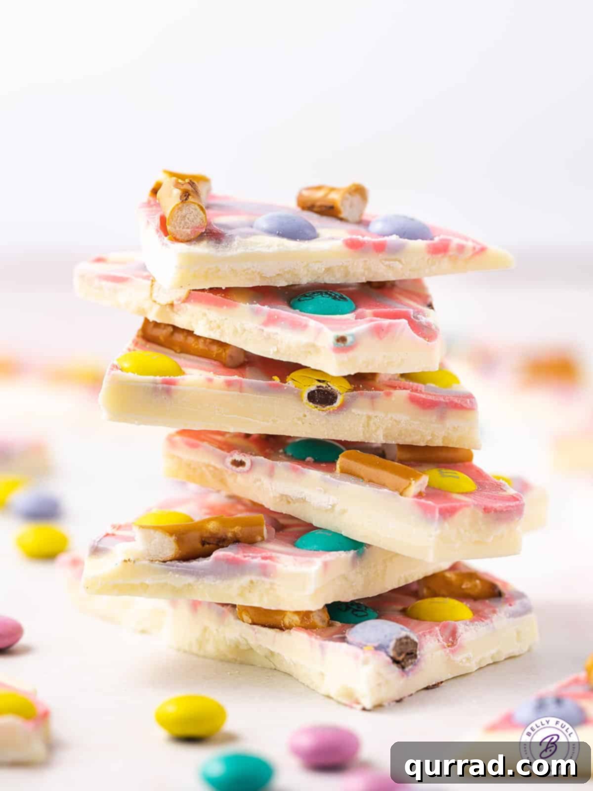 Whimsical Easter Bark 4 stack of 6 pieces of white chocolate bark