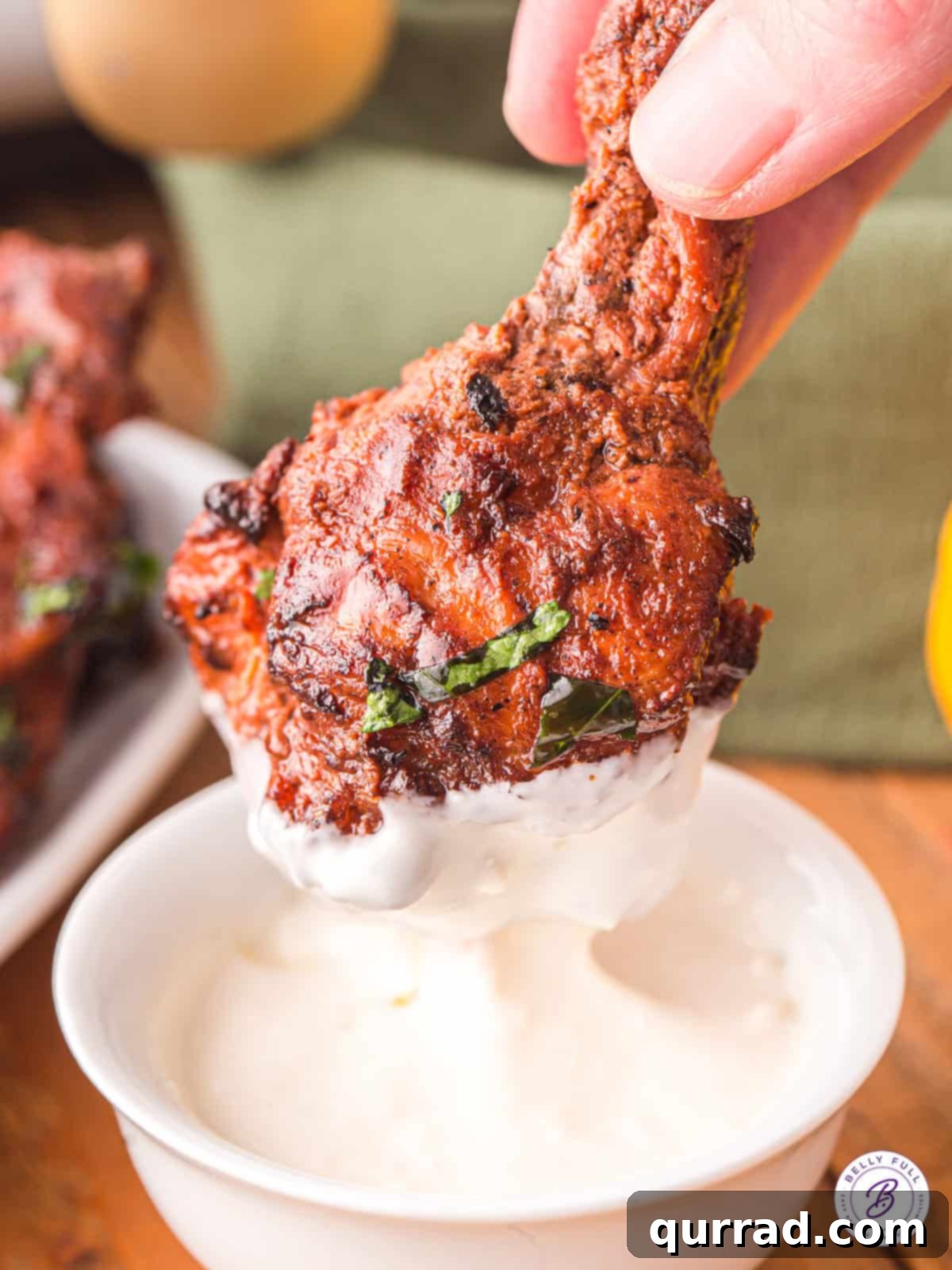 Perfectly spiced with a blend of robust spices and cool yogurt, Tandoori Chicken Wings hit all the flavor notes to become a new favorite! A tandoori chicken wing dipped in tzatziki sauce