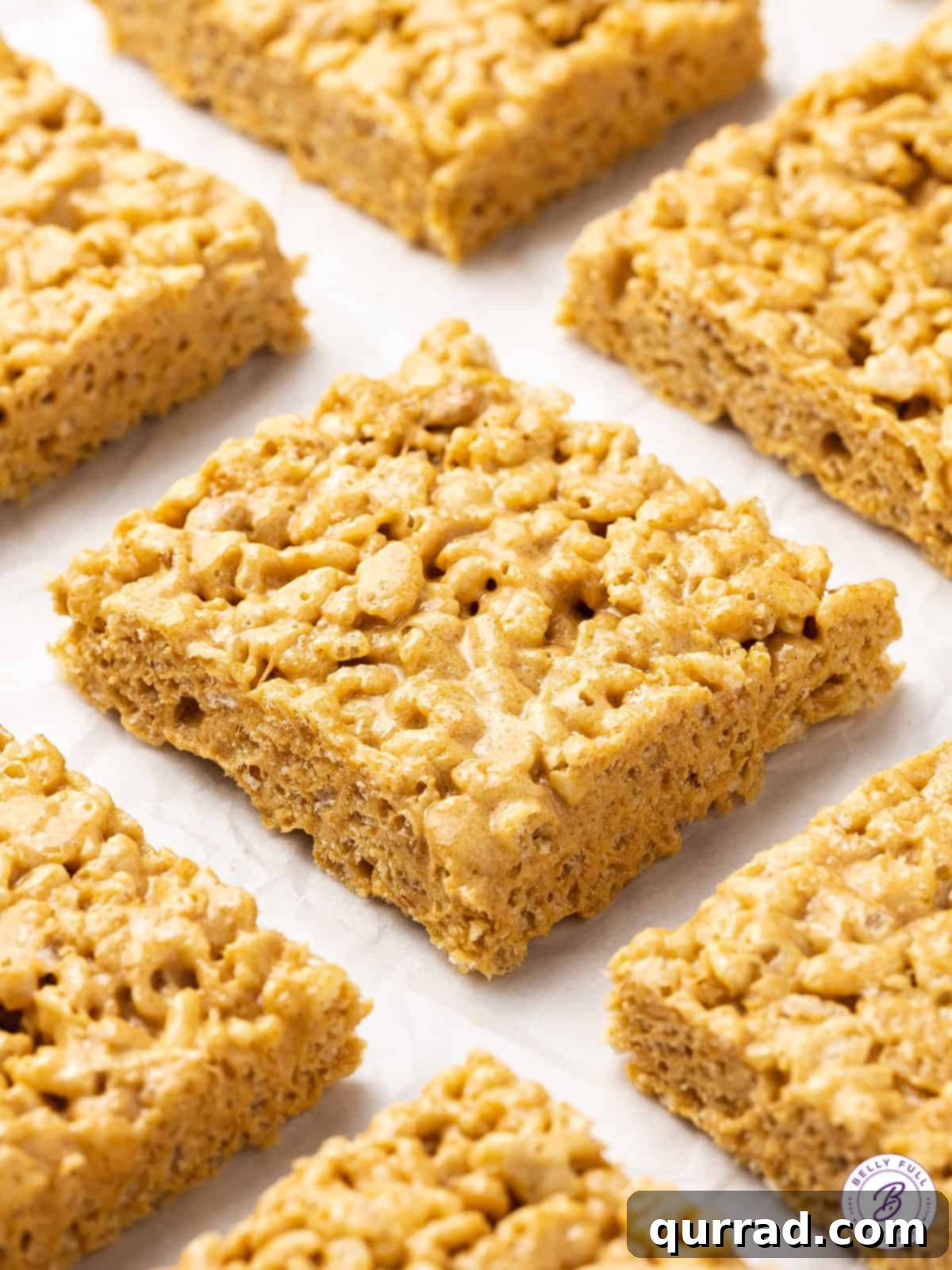 rice krispie treats on parchment paper