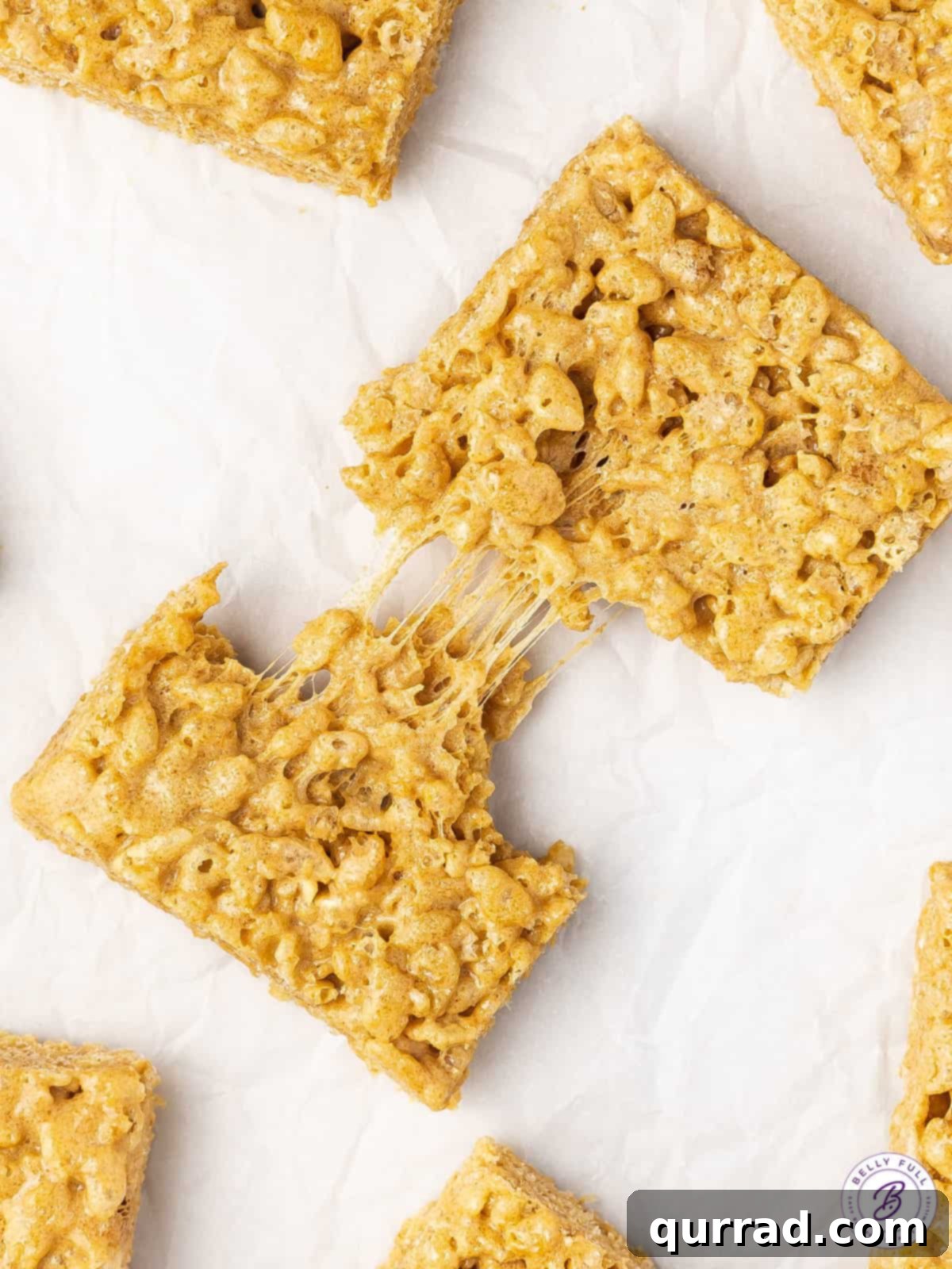 gooey rice krispie treat pulled apart