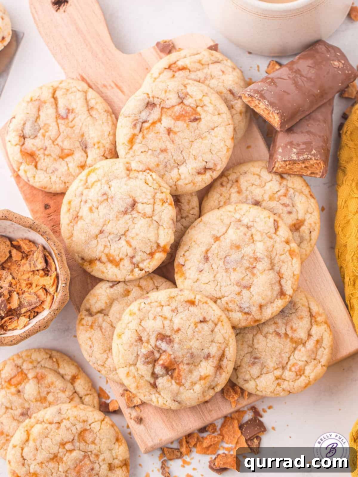 Overhead view of butterfinger cookies