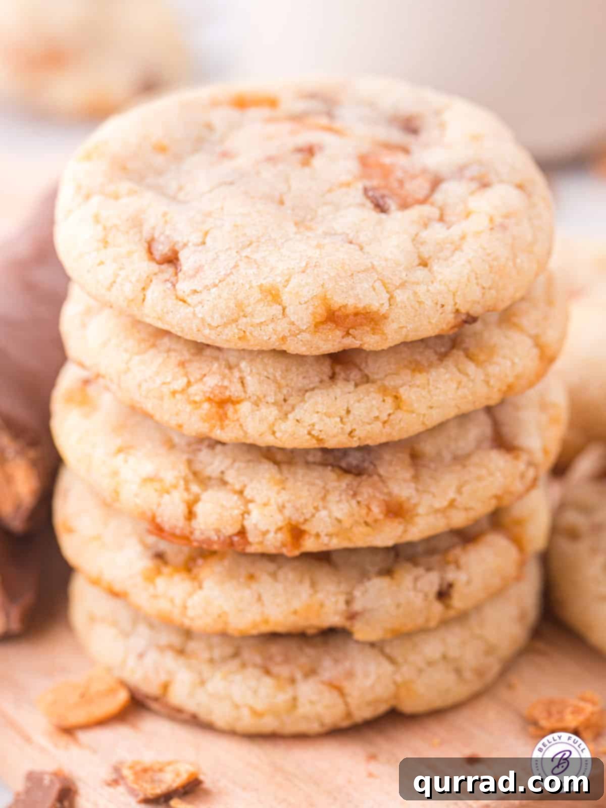 A stack of butterfinger cookies