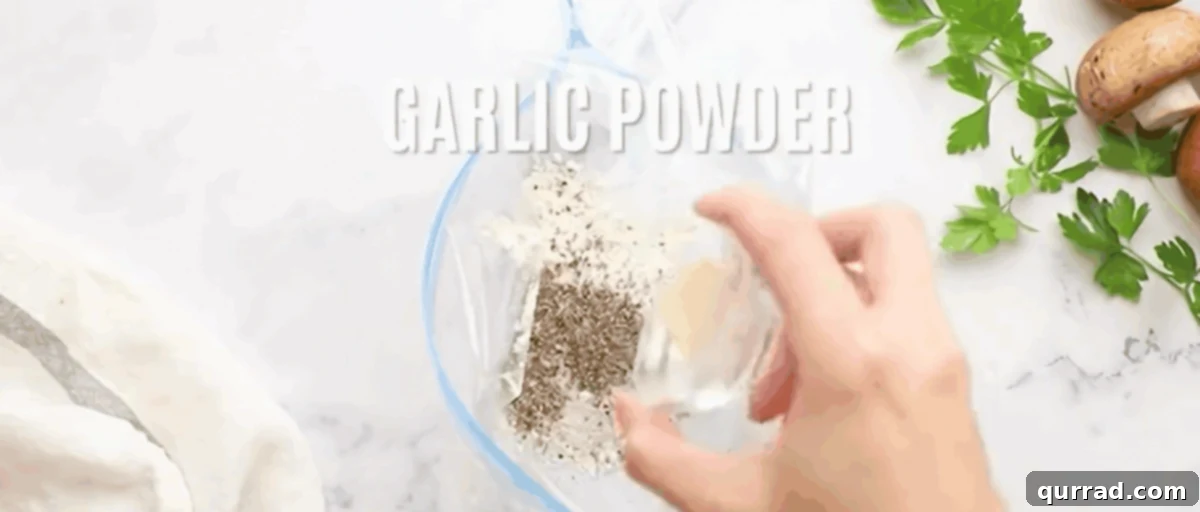 Prepare the seasoning for the chicken in a Ziplock bag. 