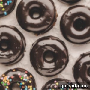 Overhead view of glazed brownie donuts