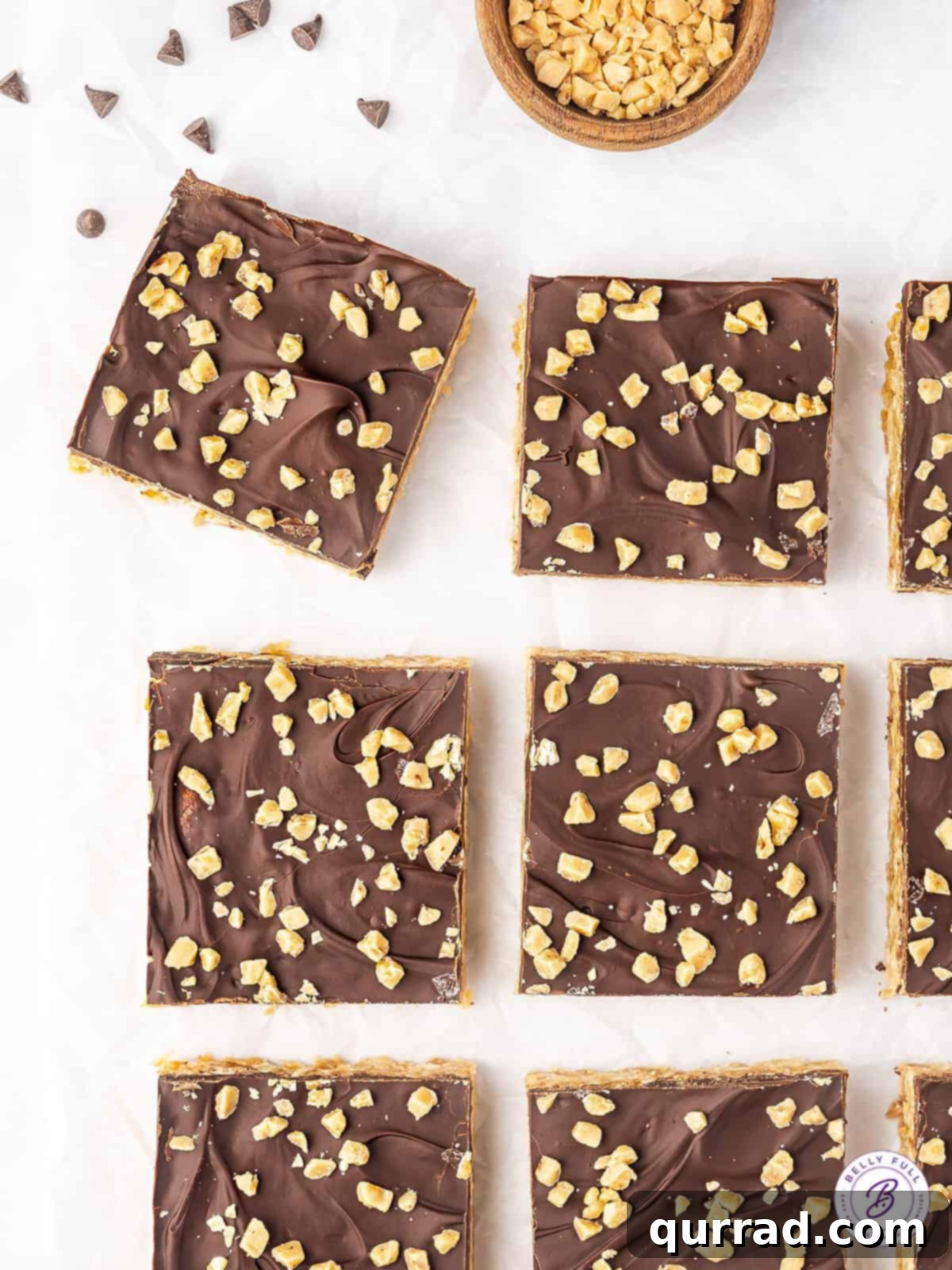 Overhead view of Ritz Skor bars arranged neatly on a platter, ready to be served.