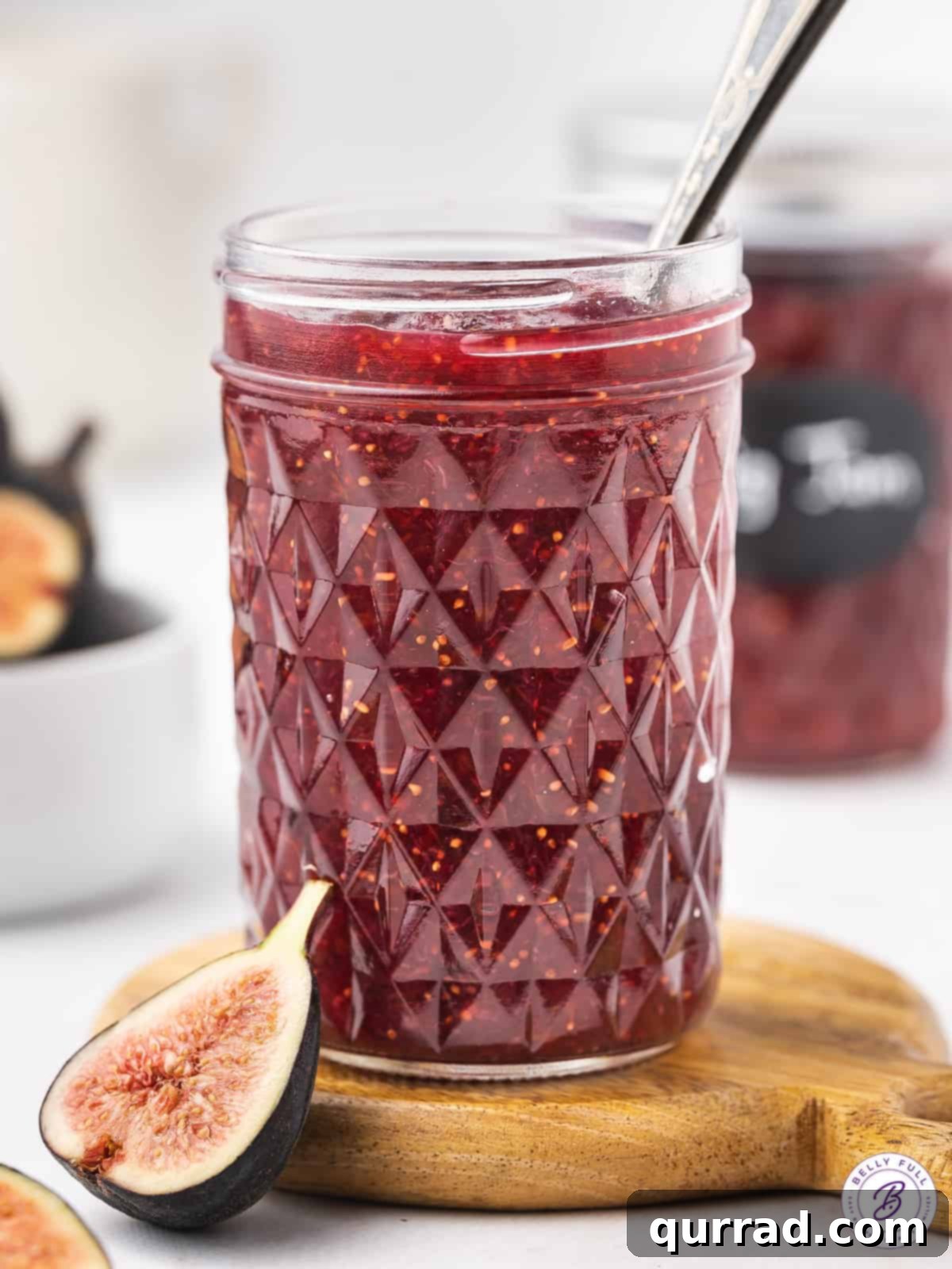 Artisan Fig Spread 4 8 ounce jar of jam with spoon