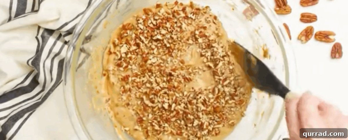 Sweet Date and Nut Loaf 8 Adding pecans to the batter.