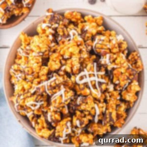 Duotone Chocolate Popcorn Treat 6 overhead bowl of Zebra Popcorn