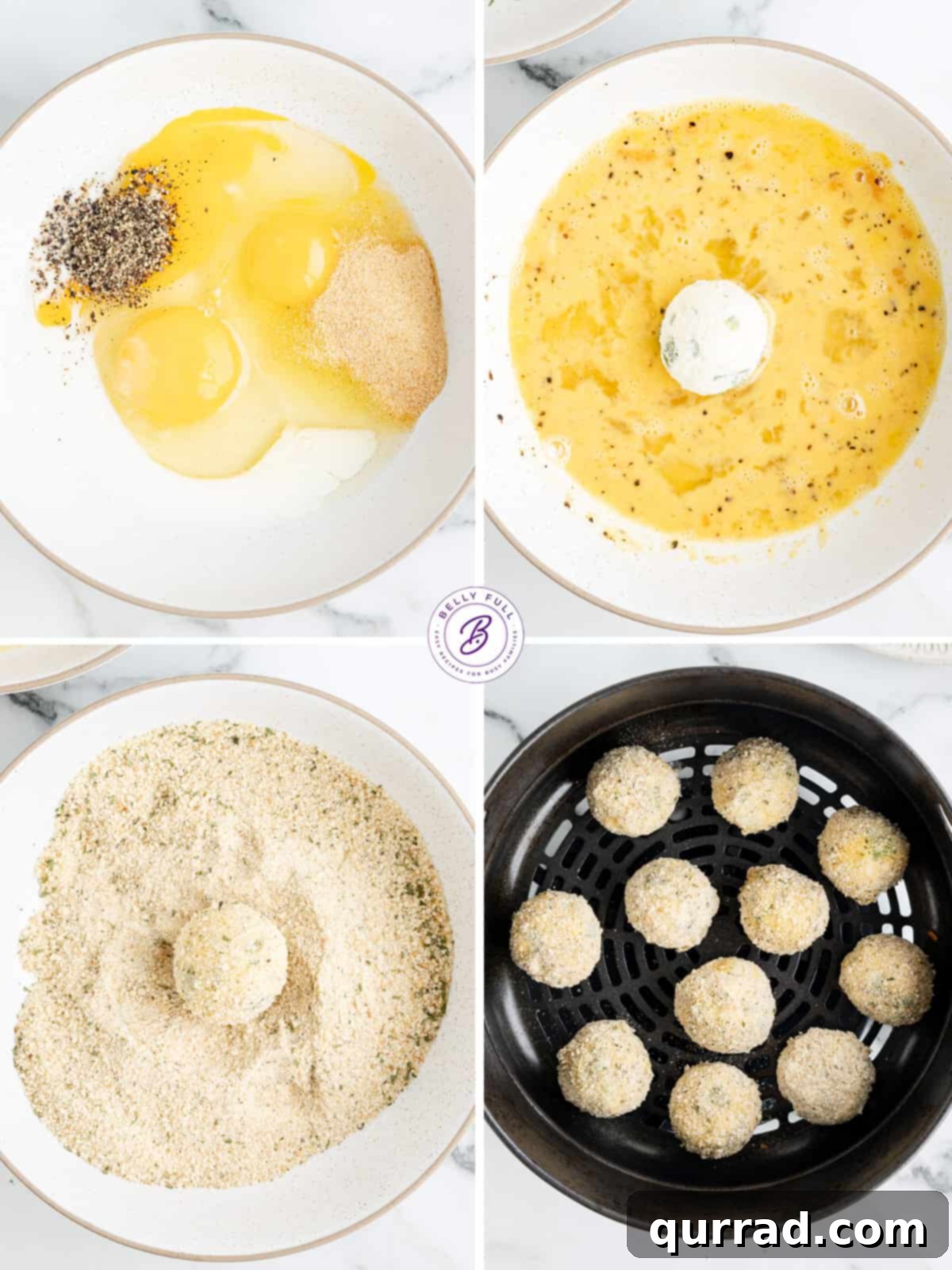 Delicious Air Fryer Rattlesnake Bites, hot and ready for dipping. Multiple air fryer rattlesnake bites arranged in an air fryer basket, ready to be served.