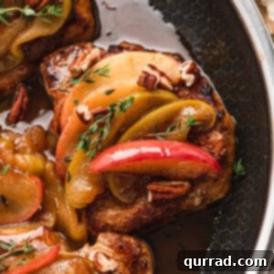 Close up of pork chops and apples
